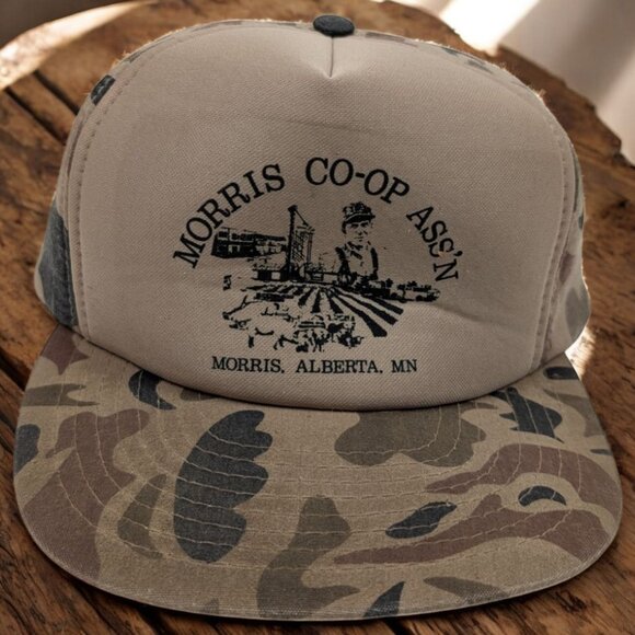 Vintage Morris Co-Op Ass'n Camouflage SnapBack Trucker Hat‎ Morris Alberta, MN - Picture 1 of 11